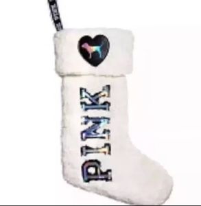 New Victoria's Secret PINK white sherpa stocking